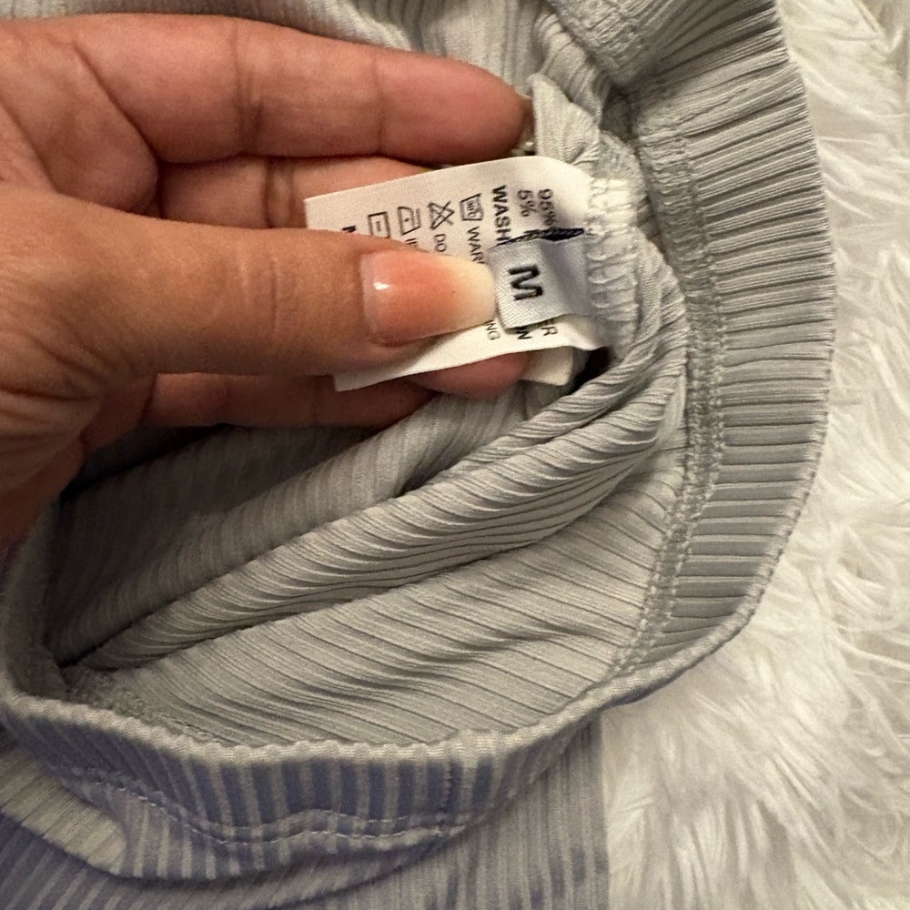 Gray Ribbed Lucky Label Two-Piece Set - Picture 3 of 4